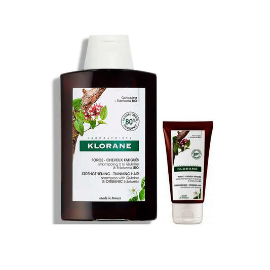 Klorane Quinine&Edelvaisse Bio Anti-hair loss shampoo devitalized - 400ml + Detangling fortifying conditioner - 50ml - Healtsy