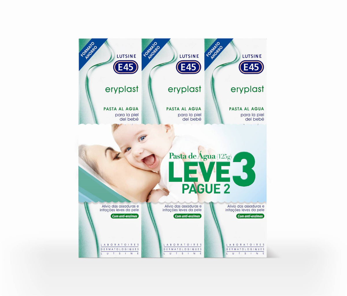 Lutsine E45 Eryplast Water Paste Cream - 125g (x2 units) + 125g OFFER - Healtsy