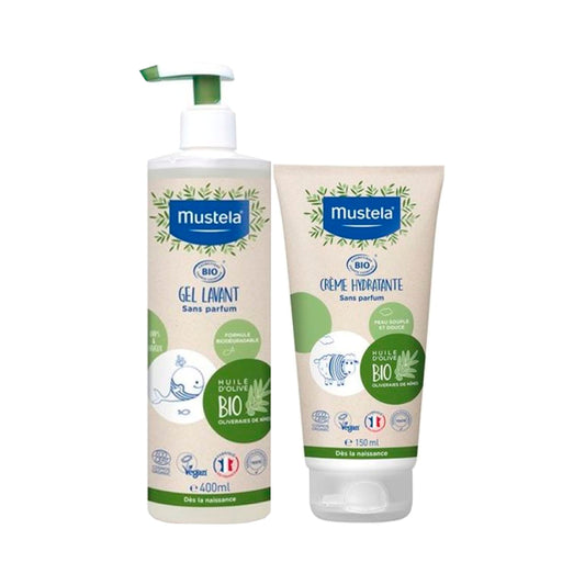 Mustela Bio Shower Gel - 400 ml + Moisturizing Cream without Perfume - 150 ml - Healtsy