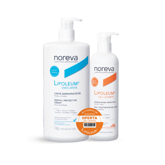 Noreva Lipoleum Emollient Skin Protective Cream - 1kg + Washing Gel - 400ml - Healtsy