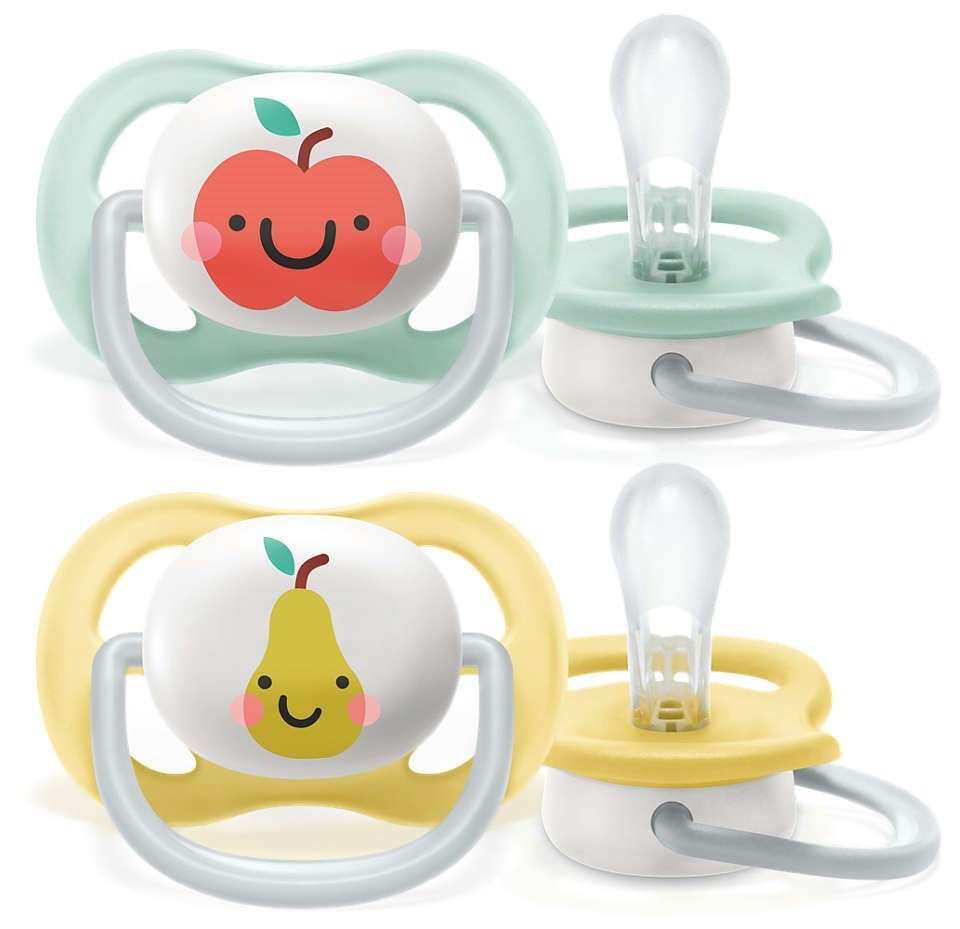 Philips Avent Pacifier_Ultra Air_ Happy _0 - 6M_Fruit (x2 units) + Sterilizing and/or Transport Box – Buy Now at Healtsy