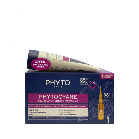 Phytocyane Reacional_ Woman - 5ml (x12 units) + Shampoo Offer - 100ml - Healtsy