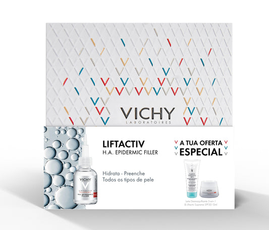 Vichy Liftactiv Supreme H.A. Epidermic Filler Serum - 30ml + Offer Cream SPF30 - 15ml + Pureté Thermale Make-up Remover Milk 3 in 1 - 100ml - Healtsy